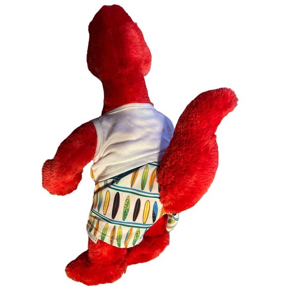 Build a Bear Red Brachiosaurus Dinosaur Plush 17 in Red Body Surf Club Outfit - Picture 3 of 6